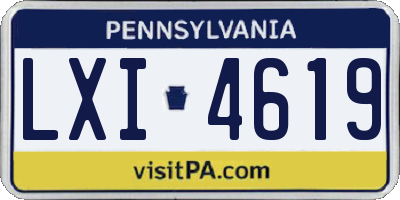 PA license plate LXI4619