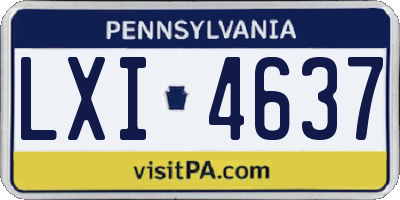 PA license plate LXI4637
