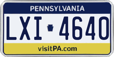 PA license plate LXI4640