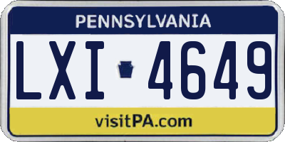 PA license plate LXI4649
