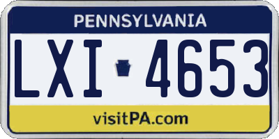 PA license plate LXI4653