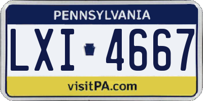 PA license plate LXI4667