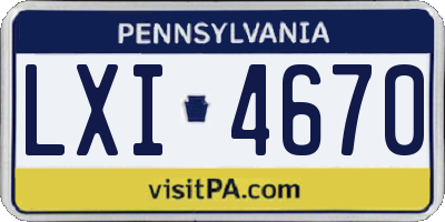 PA license plate LXI4670