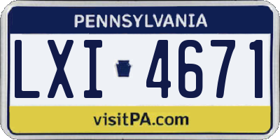PA license plate LXI4671