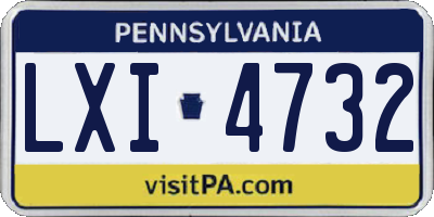 PA license plate LXI4732