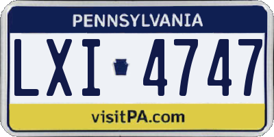 PA license plate LXI4747