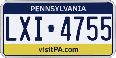 PA license plate LXI4755