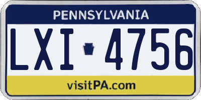 PA license plate LXI4756