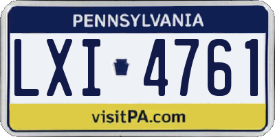 PA license plate LXI4761