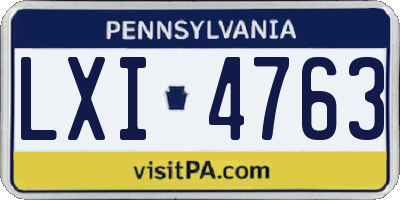 PA license plate LXI4763