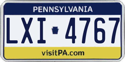 PA license plate LXI4767