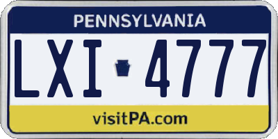 PA license plate LXI4777