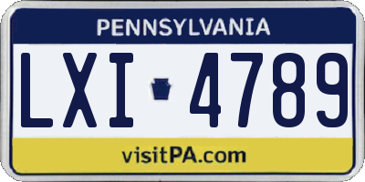 PA license plate LXI4789
