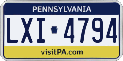 PA license plate LXI4794