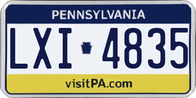 PA license plate LXI4835