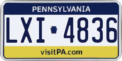 PA license plate LXI4836