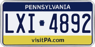 PA license plate LXI4892