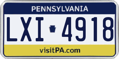 PA license plate LXI4918