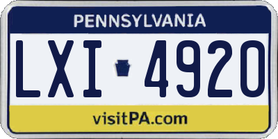 PA license plate LXI4920