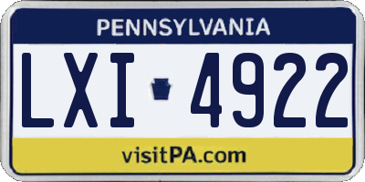 PA license plate LXI4922