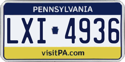 PA license plate LXI4936