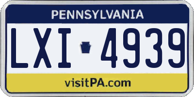 PA license plate LXI4939