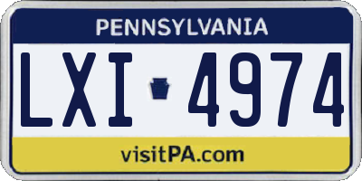 PA license plate LXI4974