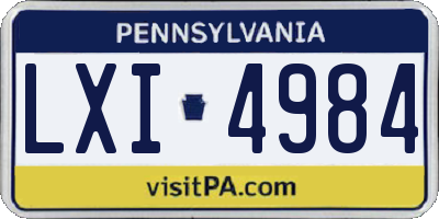PA license plate LXI4984