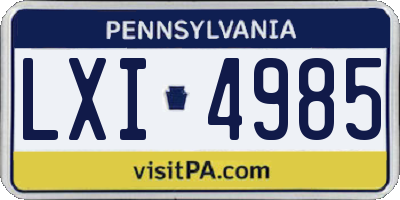 PA license plate LXI4985