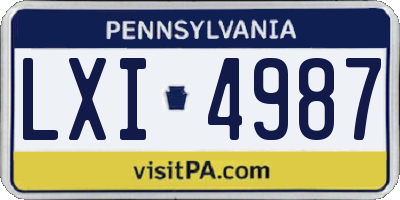 PA license plate LXI4987