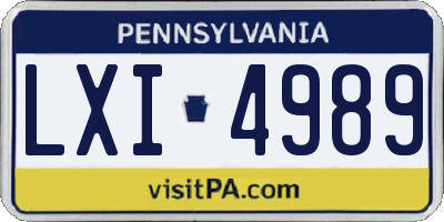 PA license plate LXI4989
