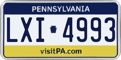 PA license plate LXI4993