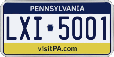 PA license plate LXI5001
