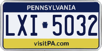 PA license plate LXI5032