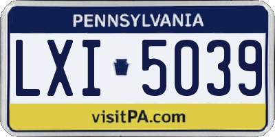 PA license plate LXI5039