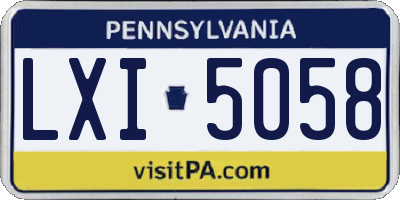 PA license plate LXI5058