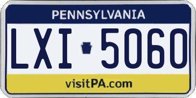 PA license plate LXI5060