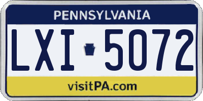 PA license plate LXI5072