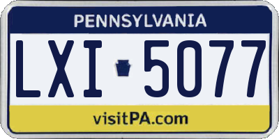 PA license plate LXI5077