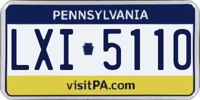 PA license plate LXI5110