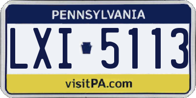 PA license plate LXI5113