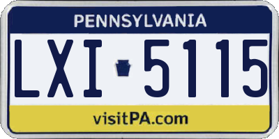 PA license plate LXI5115