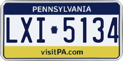 PA license plate LXI5134