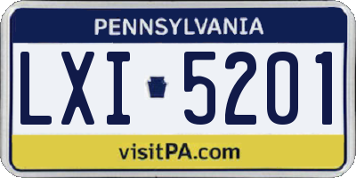 PA license plate LXI5201