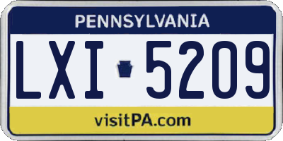 PA license plate LXI5209