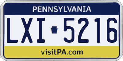 PA license plate LXI5216