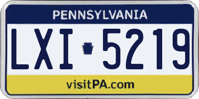 PA license plate LXI5219
