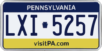 PA license plate LXI5257