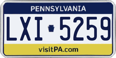 PA license plate LXI5259