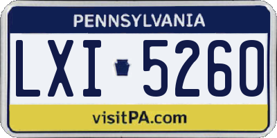 PA license plate LXI5260